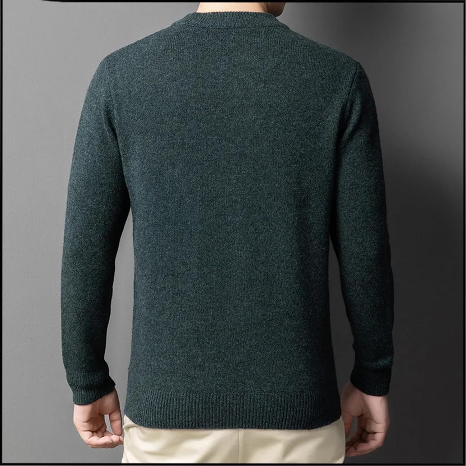 Winter Men's Pullover Sweater Loose O-Neck 100% Wool Cardigan Thickened Warm Pullover
