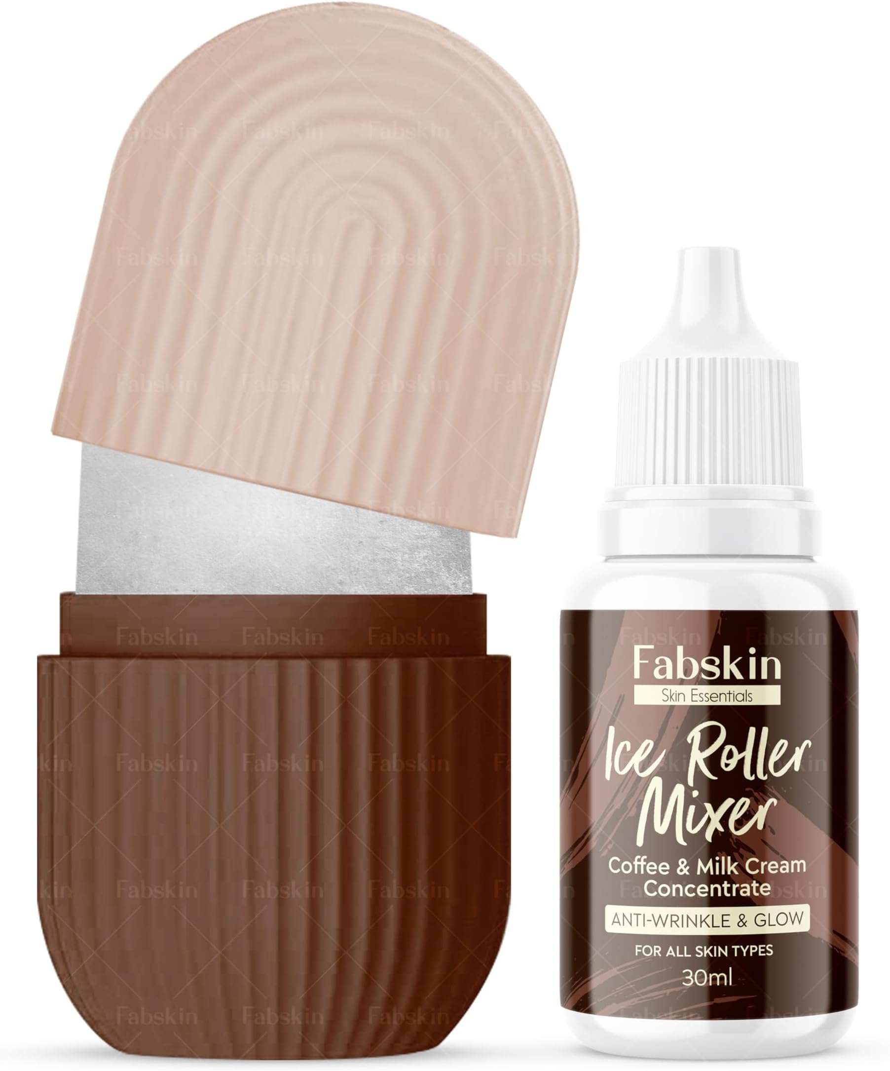 Fabskin Ice Roller For Face, Neck and Body | Ice Roller for Face Massager | Face Ice Roller for Men & Women | Ice Cube Facial Roller Kit | For Skin Moisturizing & Soothing (Coffee)