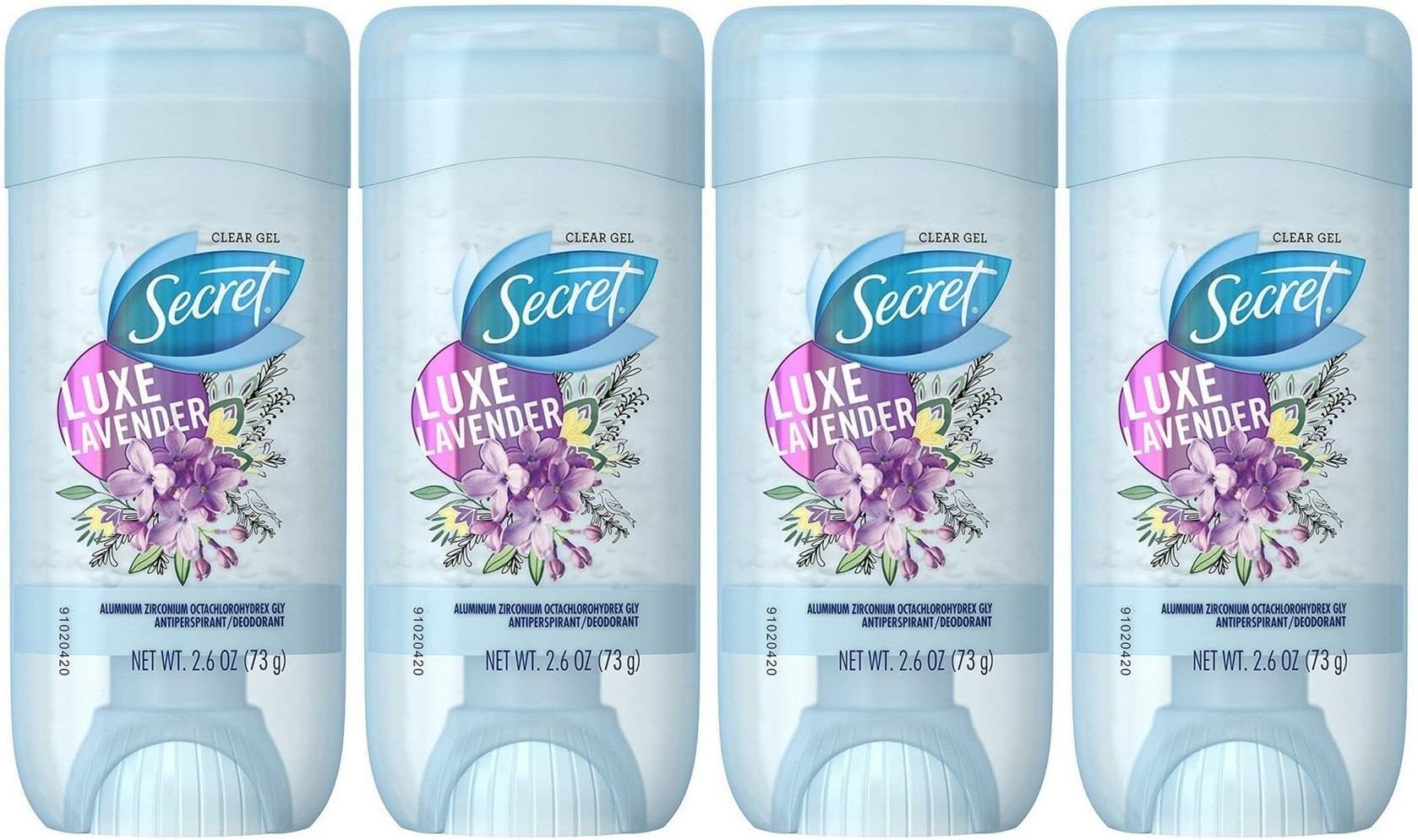 Secret Clear Gel Antiperspirant Deodorant, Luxe Lavender, 2.6 Ounce (Pack of 4)