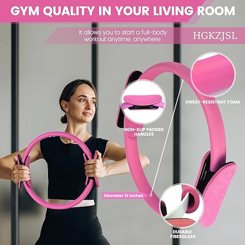 Miniatura 3 de Kit esencial de anillo de pilates para mujer, equipo de entrenamiento en casa con pelota de 9.8 pulgadas, bandas de resistencia, círculo mágico,