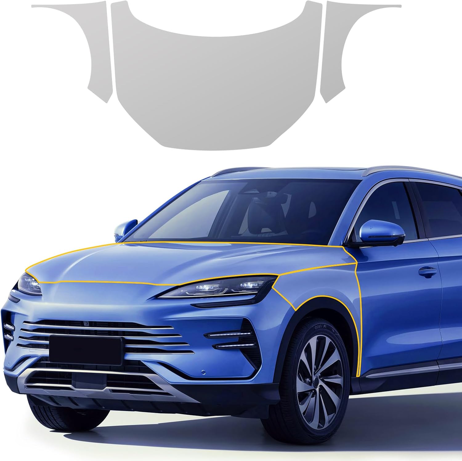 for BYD Sealion 6 DMi 8.5mil TPU PPF Clear Car Pre-Cut Paint Protective Film HD Scratch Exterior Accessories (Hood+Fender 3Pcs)