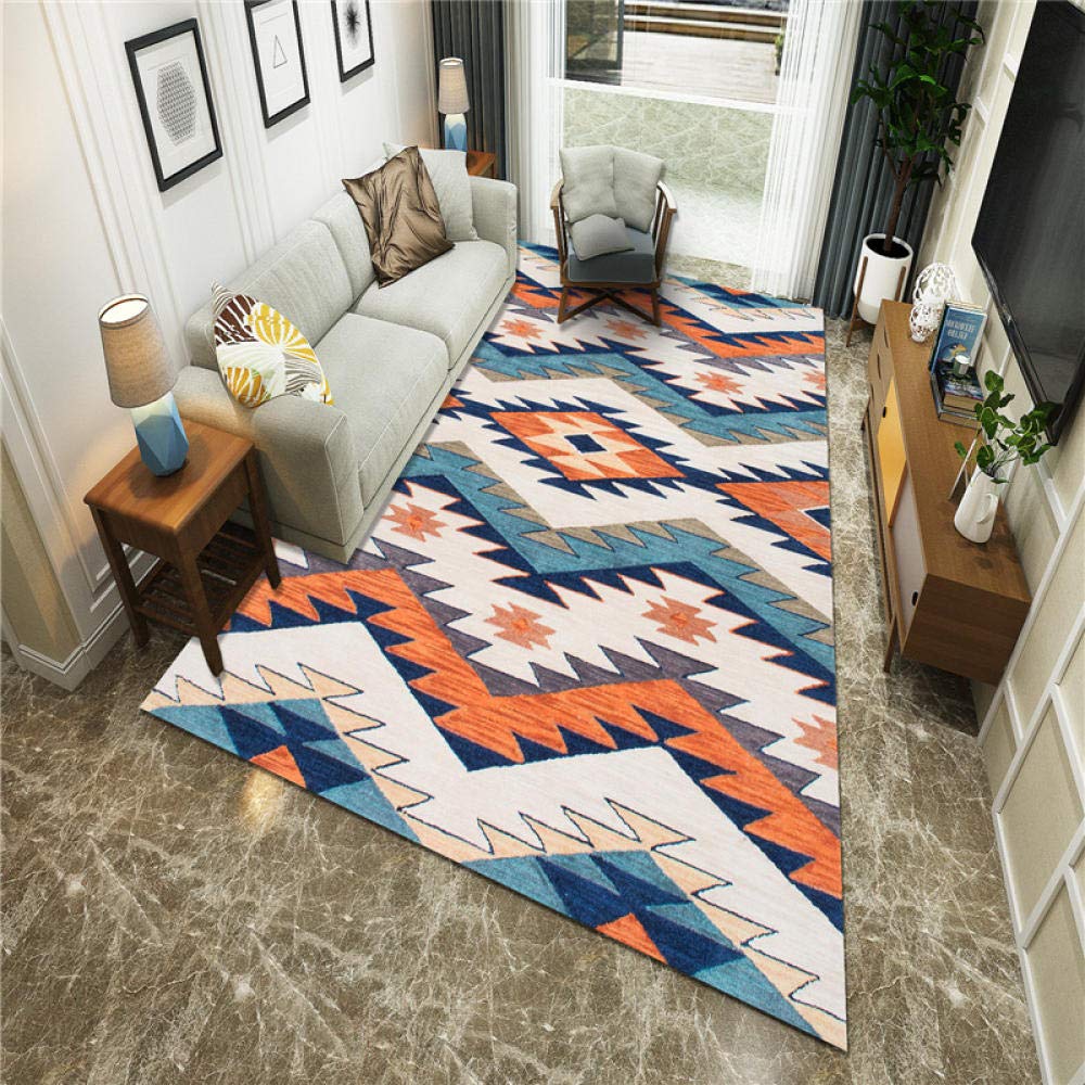 Tapis de salon tribal 160x230 cm : grand tapis de jeu pour enfant en velours