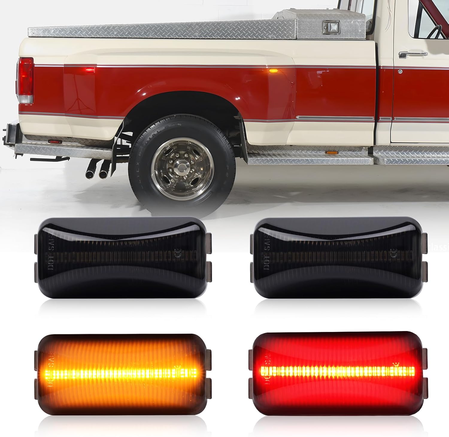 Fenders For GMC Savana 2500 Smoked LED Fender Marker Lights For 2015 Chevy GMC 2500/3500HD - Amber/Red Rear Lights Side Marker Lights For GMC Sierra 2500 HD - Foto 11
