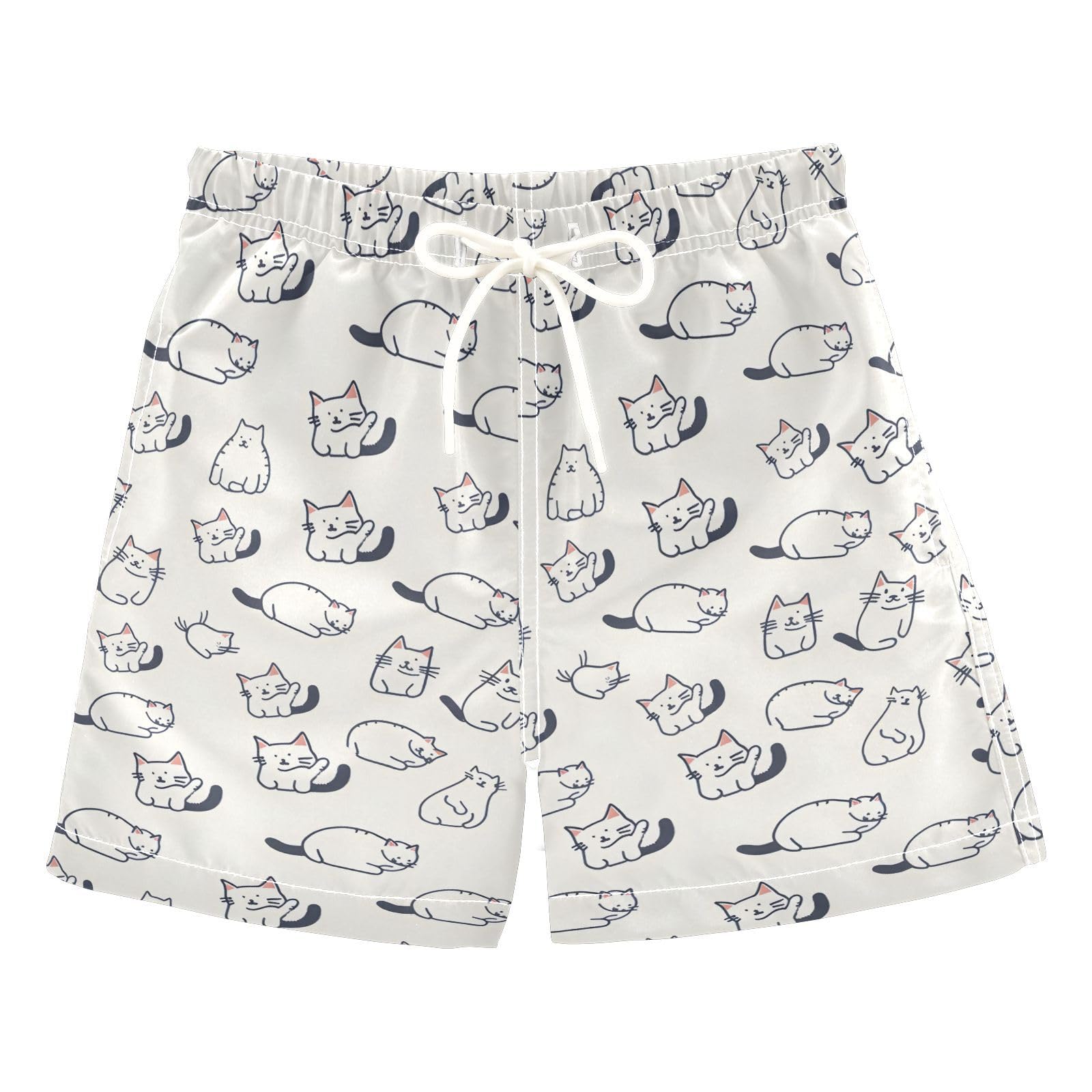 Play Cat White Boys Swim Trunks Toddler Shorts Swimwear Boardshorts