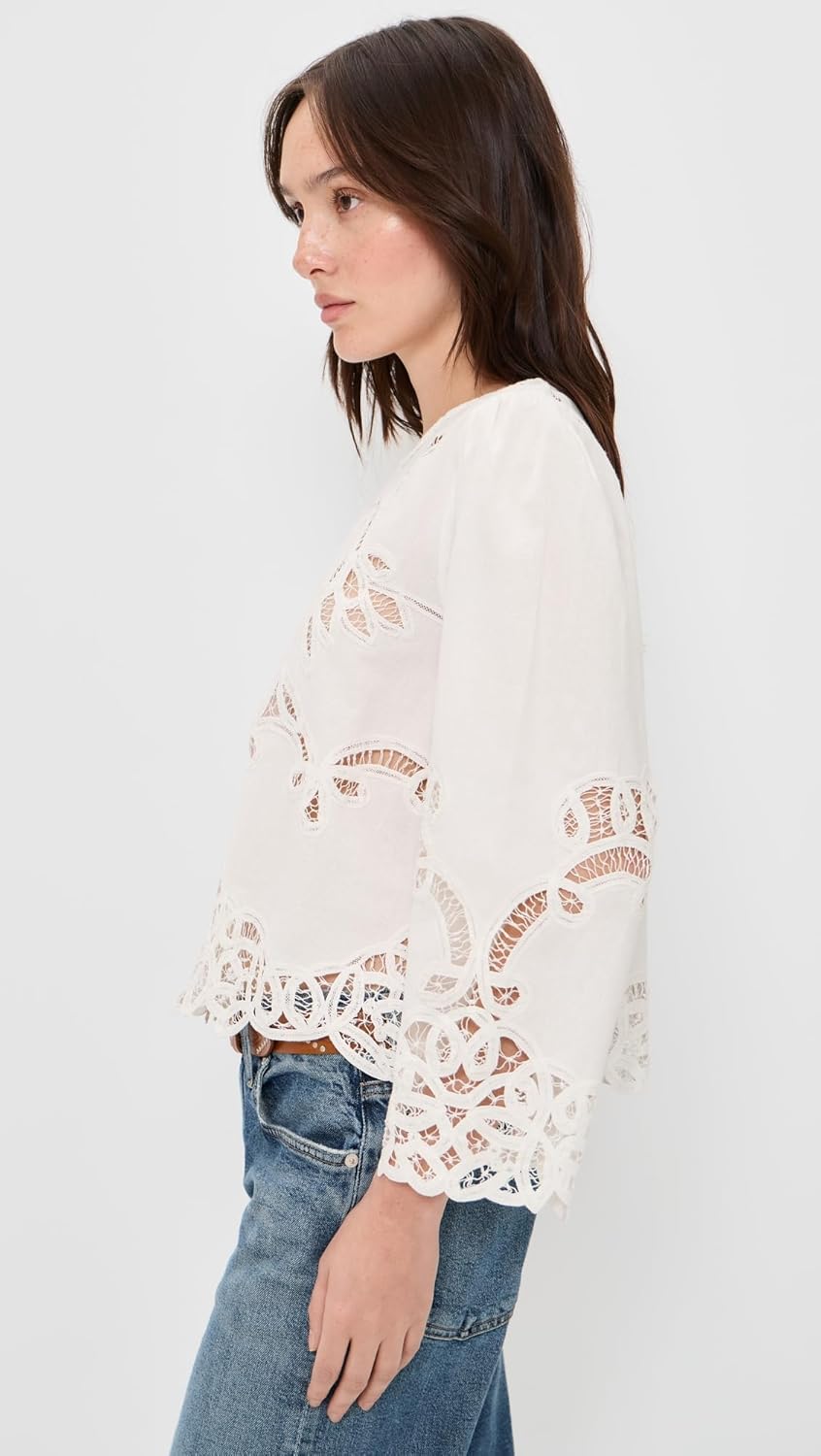 THE GREAT. Women's The Picnic Top, Cream, XS - Image 4