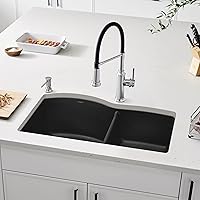 Vista 2 de BLANCO, Anthracite 440179 DIAMOND SILGRANIT 60/40 - Fregadero de cocina con doble cuenco con división baja, 32 x 21 pulgadas