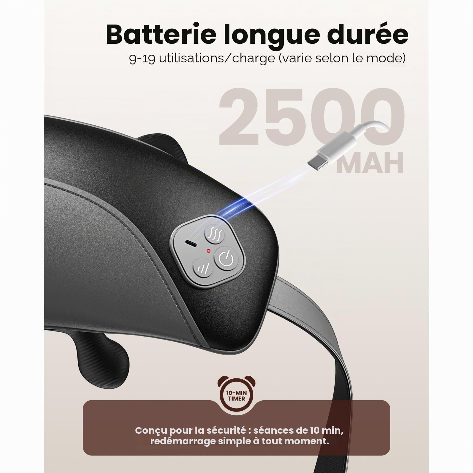 BOB AND BRAD iNeck Pro Masseur Cervical Shiatsu 4D Chauffant | Massage du Cou, Dos et Épaules Sans Fil avec Chaleur, Utilisation Mains Libres, Détente Musculaire