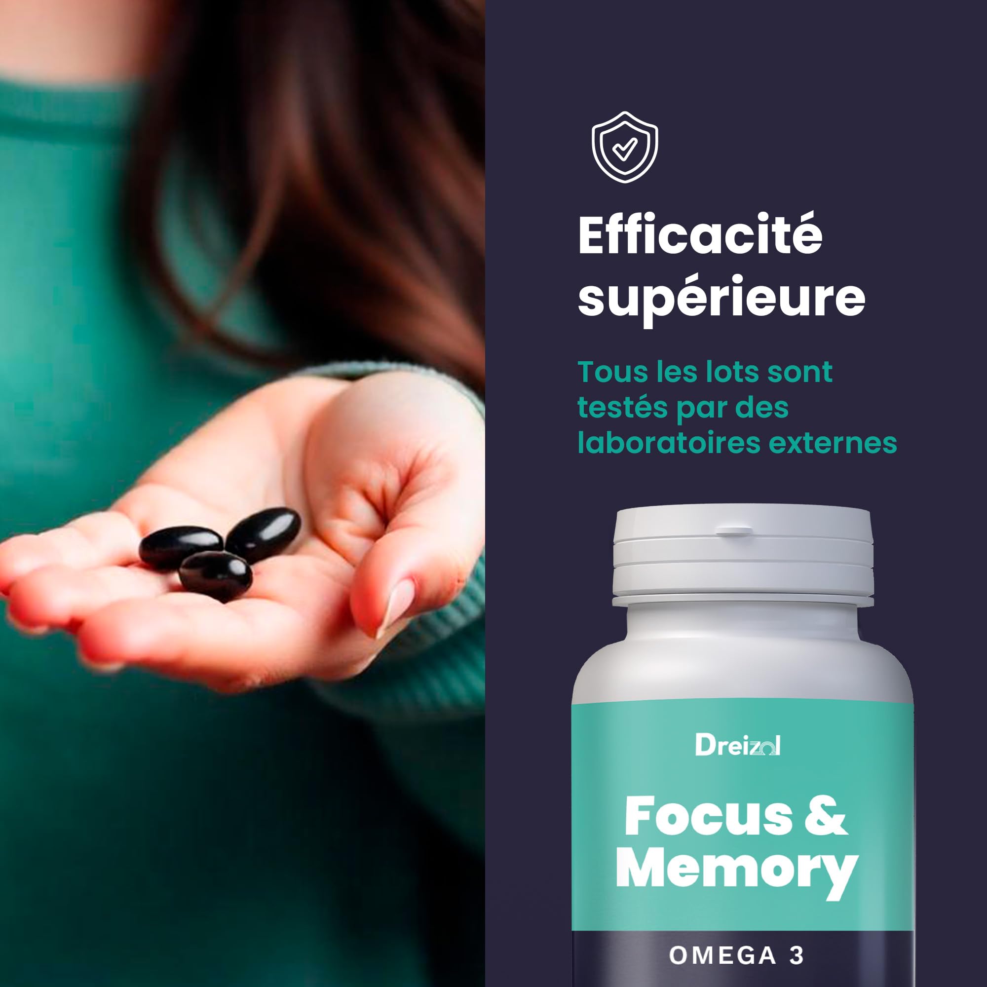 by Brudy Lab Focus & Memory – Nootropique Concentré - Oméga 3 riche en DHA, EPA et DPA - Vitamine A, lutéine et zéaxanthine - Aide à la mémoire et la concentration - Sans caféine - 60 Capsules