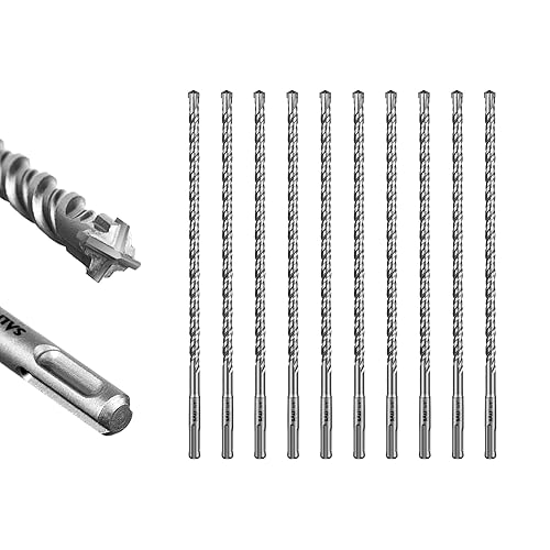 Miniatura 36 de SALI SDS Plus - Broca de martillo rotativo, 10 unidades, kit de brocas para hormigón de 7/16 x 12 pulgadas, material de carburo de doble rosca de
