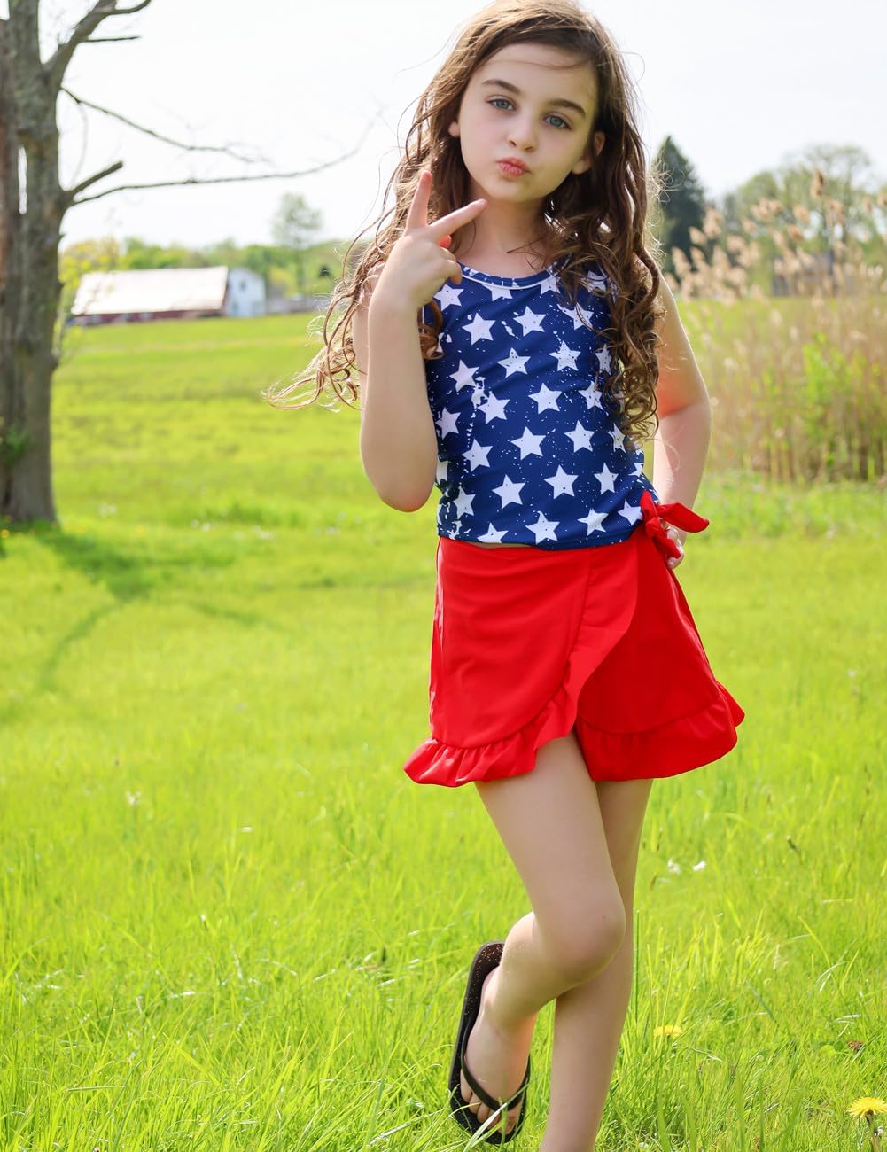 Girls Swimsuits 3 Piece Tankini Bathing Suit Set Cute Bikini Swimwear 5-16Y image 2