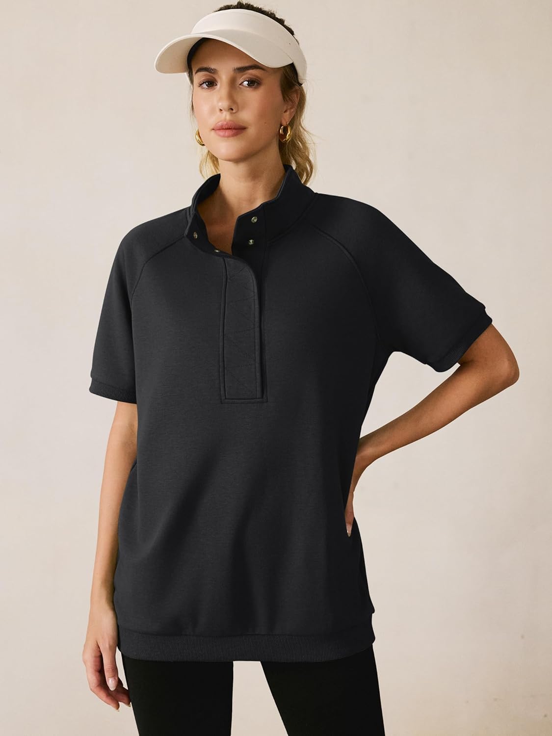 ANRABESS Womens Short Sleeve Tops Oversized Lightweight Sweatshirt Polo Shirts 2026 Summer Casual Button Pullover Top Outfits - Image 5