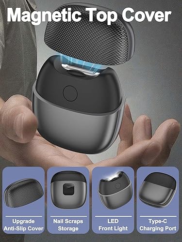 Miniatura 3 de Cortaúñas eléctrico inalámbrico, recortador automático de uñas con luz, 2 velocidades, cubierta magnética antideslizante, atrapa restos de uñas,