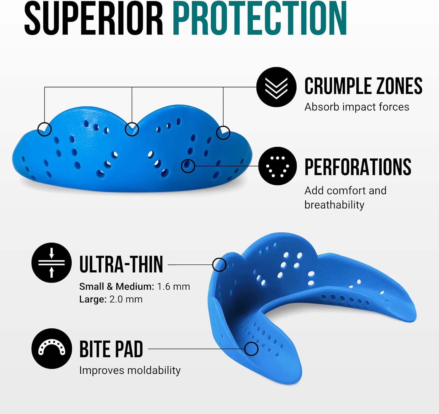 SISU Aero Small Mouthguard, Electric Blue - 30% Stronger Protection for Lacrosse, Football, Hockey, Roller Derby, Team Sports - Remoldable Up to 20 Times - Ultra Slim - Non Toxic - Image 3