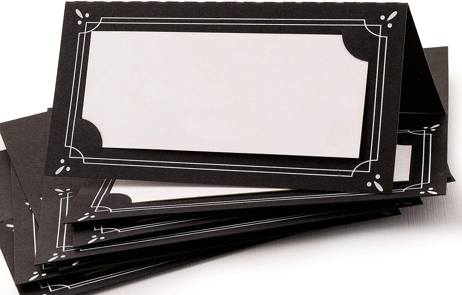 Summer-Ray 48 Double Layer Black & White Wedding Modern Place Cards Escort Cards Seating Cards, Black, White - Image 3
