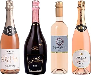 Non-Alcoholic Rosé Wine Sampler - 4 Bottles (25.4 Fl Oz Each) So Jennie Sparkling, Le Petit Chavin, Pierre Zéro Signature, Noughty Rose Sparkling (France, Germany)