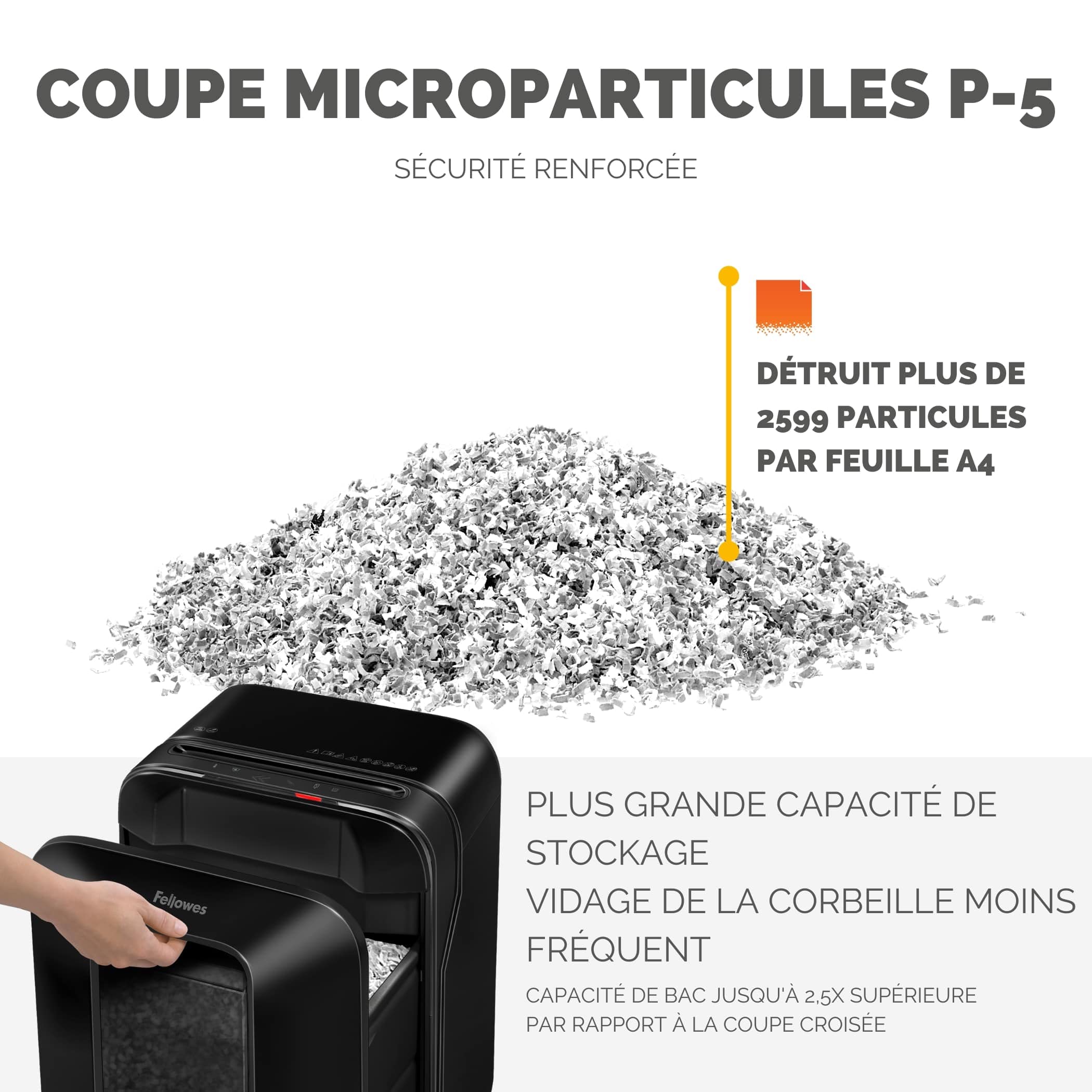Fellowes Powershred LX201 Destructeur de Documents Coupe Micro 12 Feuilles Technologie SafeSense Noir