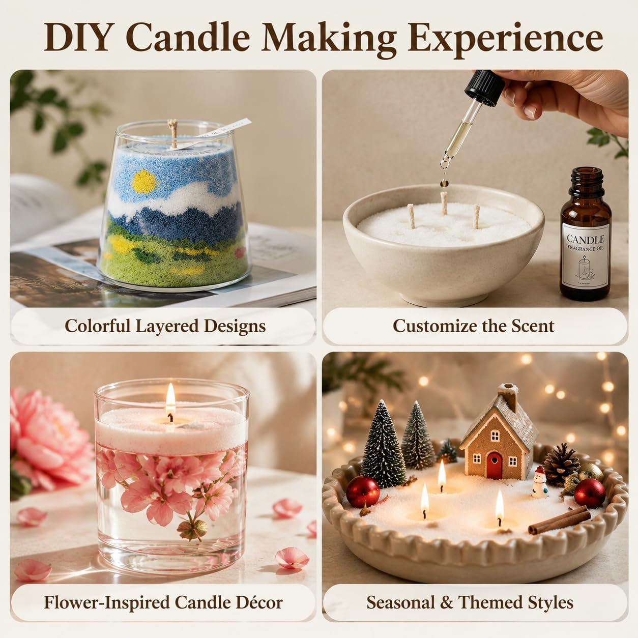 kilisense 6LB Pearled Candles Sand with Wicks, White Natural Candle Beads