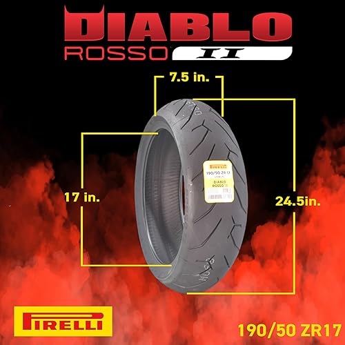 Miniatura 3 de Pirelli Diablo Rosso II Neumáticos traseros 12070 ZR 17 MC (58W) TL (K) delantero y 19050 ZR 17 MC (73W) TL para motocicleta, rendimiento deportivo,