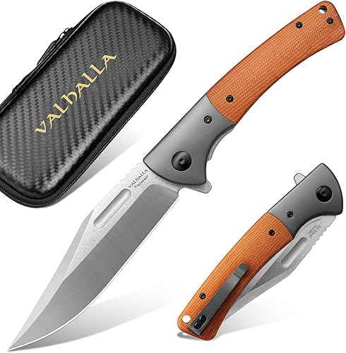 PTEROSAUR - Cuchillo de bolsillo, cuchillo plegable de acero D2 de 3.9 pulgadas con mango de micarta, cuchillo de bolsillo afilado para hombres,