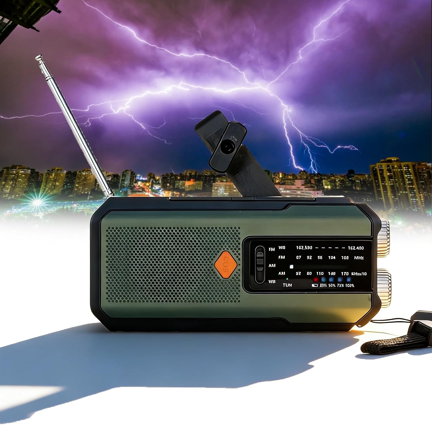 Solar Hand-Crank Emergency Weather Radio, Am/Fm Solar Radio with 2000mah Power Bank and Dual LED Light Sources, Sos Alarm, USB Charged, Easily Cope with Severe Weather and Other Emergencies (Blue)