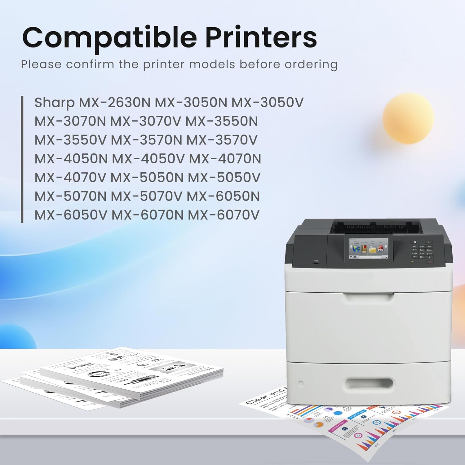 GREENBOX Compatible MX-60NT Toner Cartridge Replacement for Sharp MX-60NT MX-60NTBA MX-60NTCA MX-60NTMA MX-60NTYA for MX-2630N 3050N 3570N 4050N 4070N 5050N 5070N 6050N 6070N 6070V Printer (4 Pack)