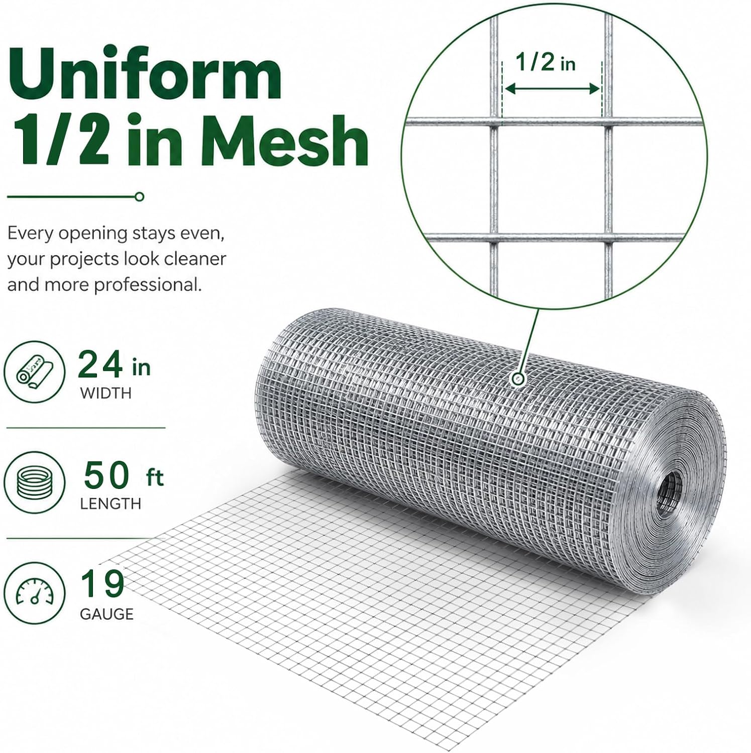 Galvanized Hardware Cloth 1/2 in. x 2 ft. x 50 ft. 19-Gauge image 2