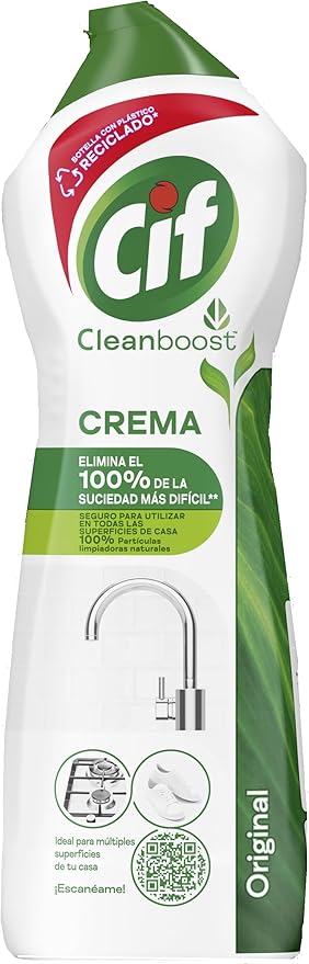 CIF Crema Original Multisuperficies, Potente Limpiador con Fórmula de Micropartículas para el Baño y Cocina, 750 ml