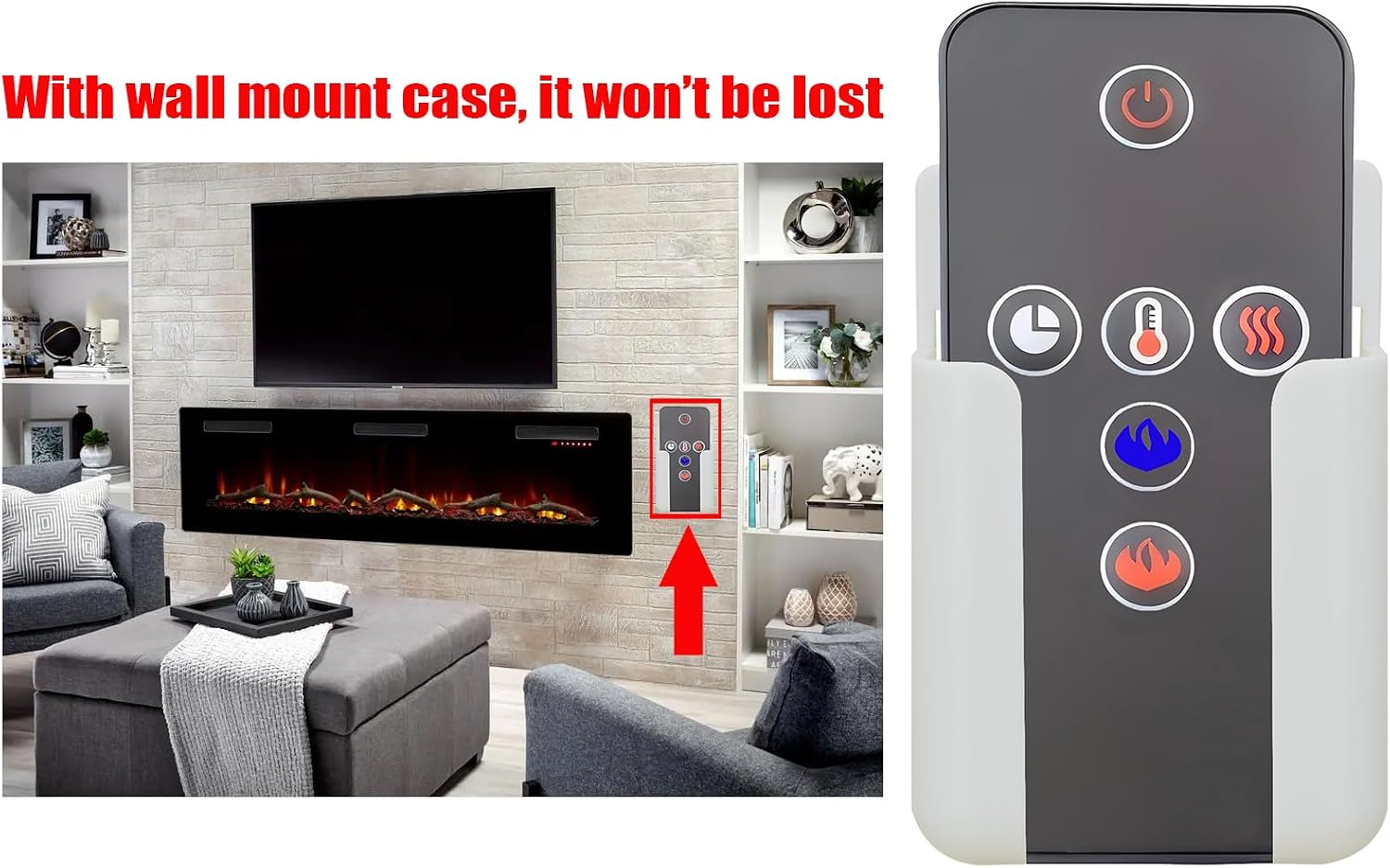 Replacement for Napoleon Fireplace Heater Remote Control W190-0095 NEFL32FH NEFL42FH NEFL50FH NEFL60FH NEFL72FH NEFL100FH NEFL42FH-MT NEFL50FH-MT NEFL60FH-MT (with Wall Mounting Bracket)