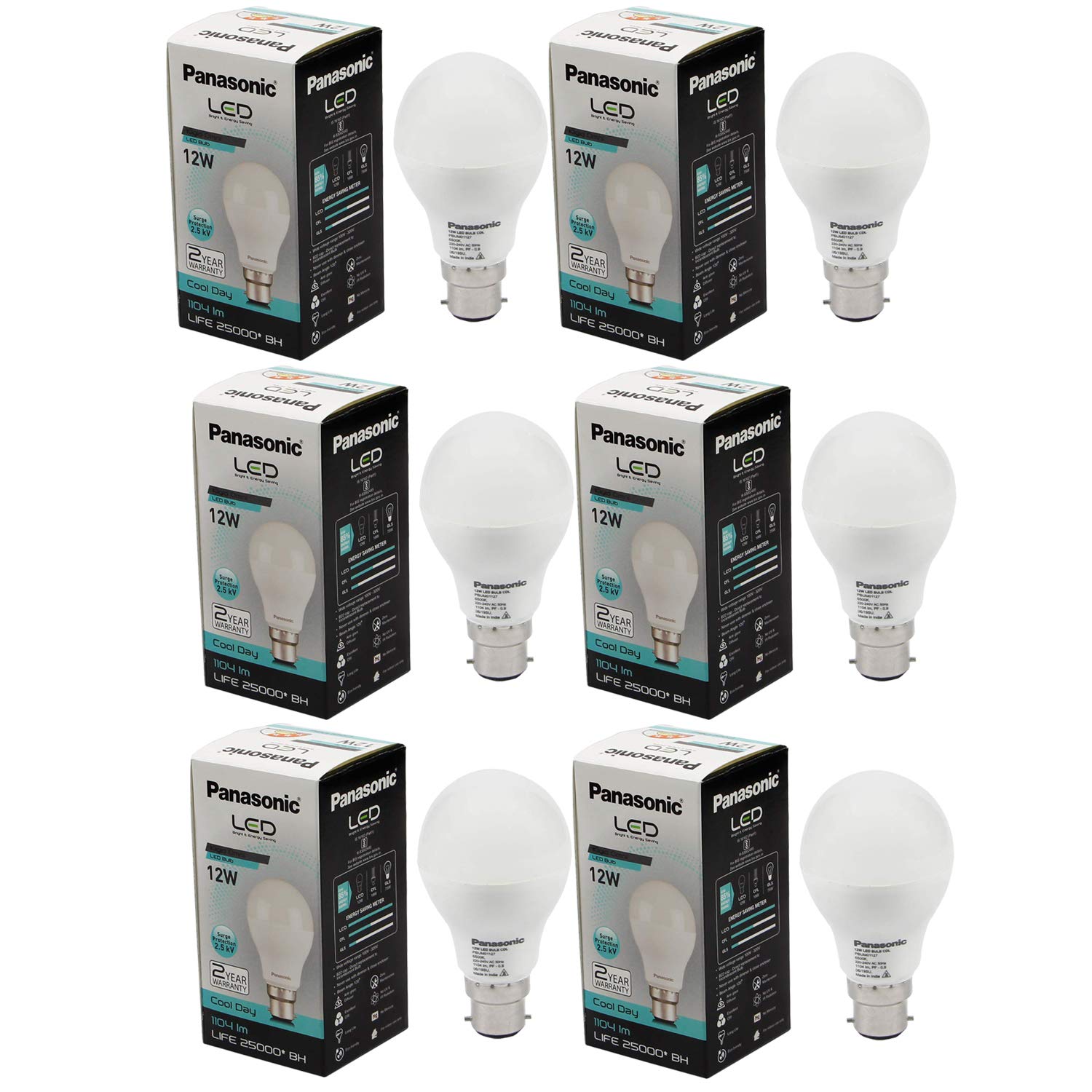 Panasonic B22 led Cool Day Light Bulb (12W) Pack of 6-image-10