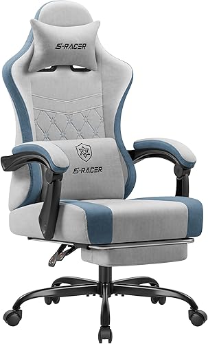Vista 11 de Homall Silla de juegos con masaje y reposapiés, silla ergonómica de oficina para computadora, silla reclinable de estilo de carreras de respaldo