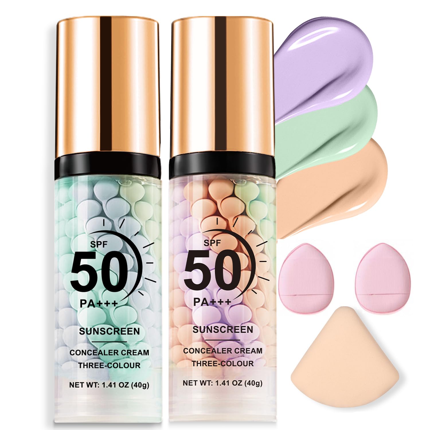 2 PCS 3 In 1 Primer for Face Before Makeup,SPF 50, Sunscreen One Step Color Corrector Face Isolation Cream, Blurs Imperfections Oil Control & Moisturizing Skin Tone Correcting (2PCS B)