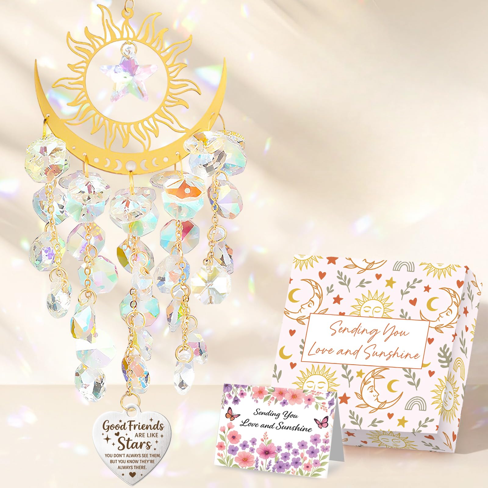 Cristal attrape-soleil papillon de haute qualité aux finitions dorées et reflets étincelants