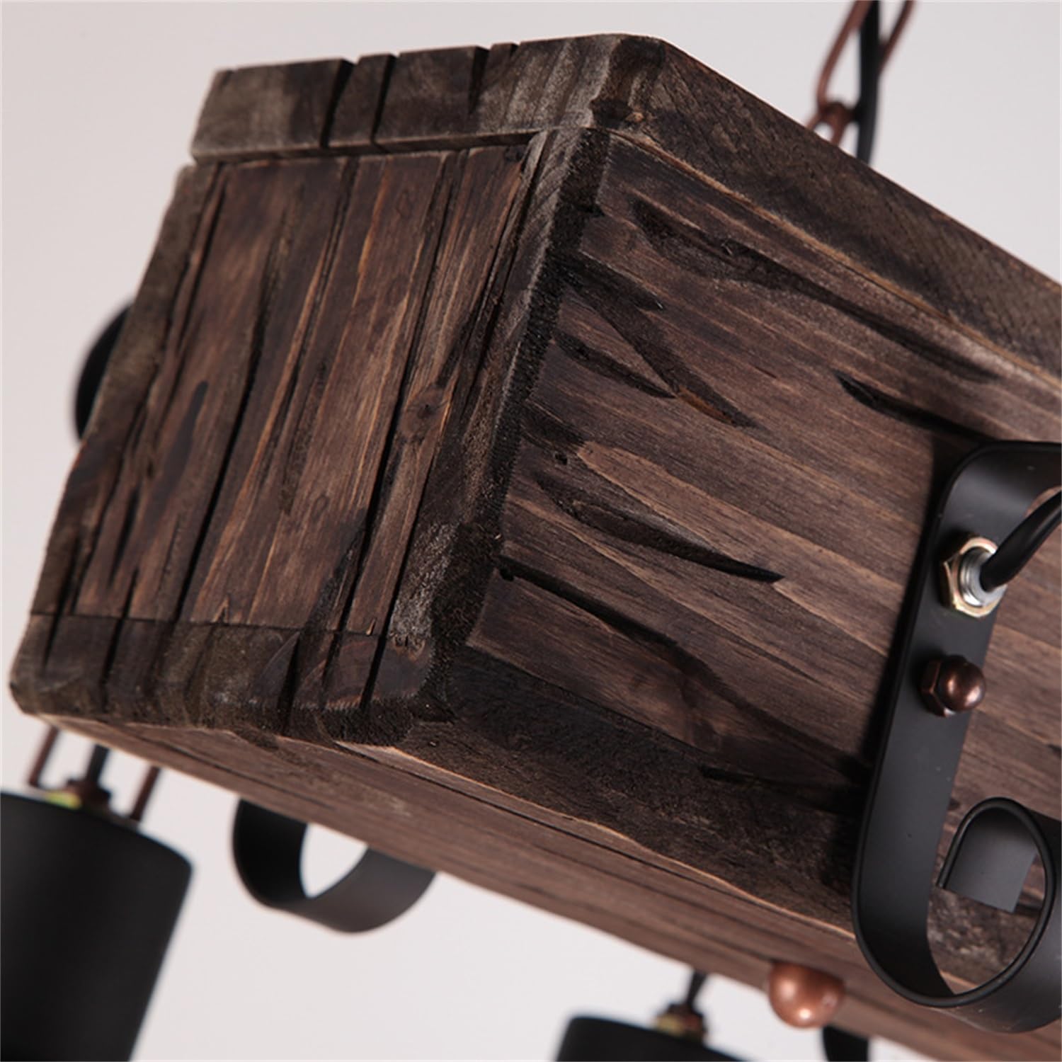 Lampa wisząca w stylu vintage, E27, rustykalna, drewniana belka, Edison, wisząca lampa sufitowa, drewniana, z regulacją wysokości, industrialna lampa wisząca