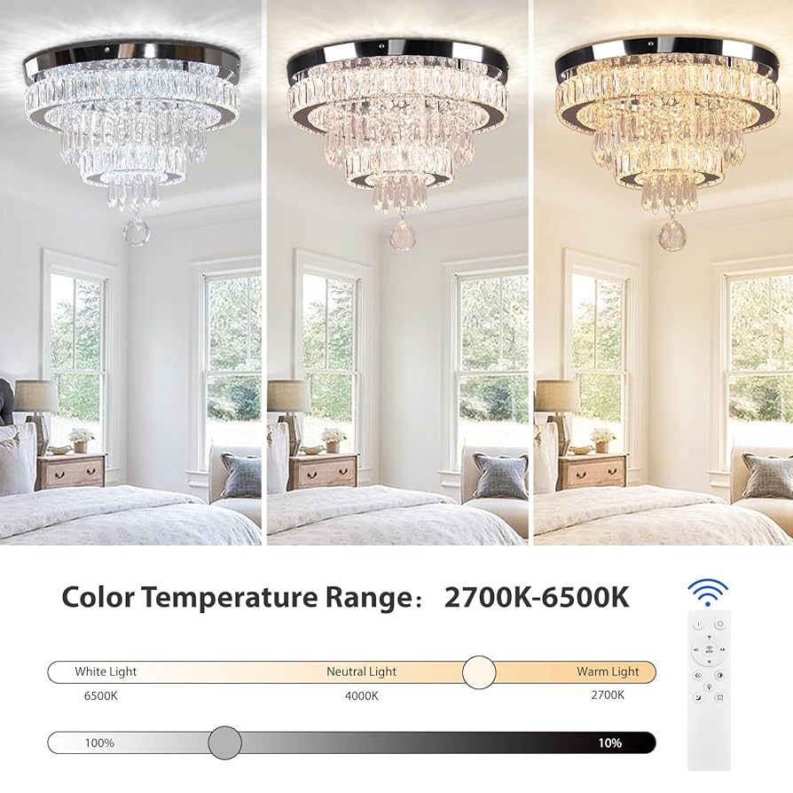 Cainjiazh 15.7'' Chandelier LED Crystal Ceiling Light Modern