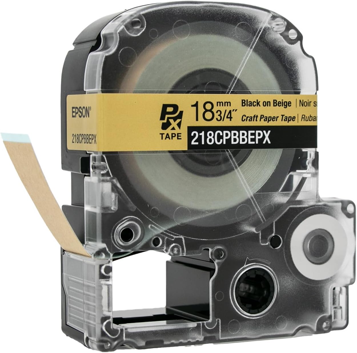 Epson LABELWORKS 218CPBBEPX Genuine Craft Paper Tape Cartridge - Black on Beige Craft Paper Label Maker Tape - 3/4" (18MM) Wide, 16.5'