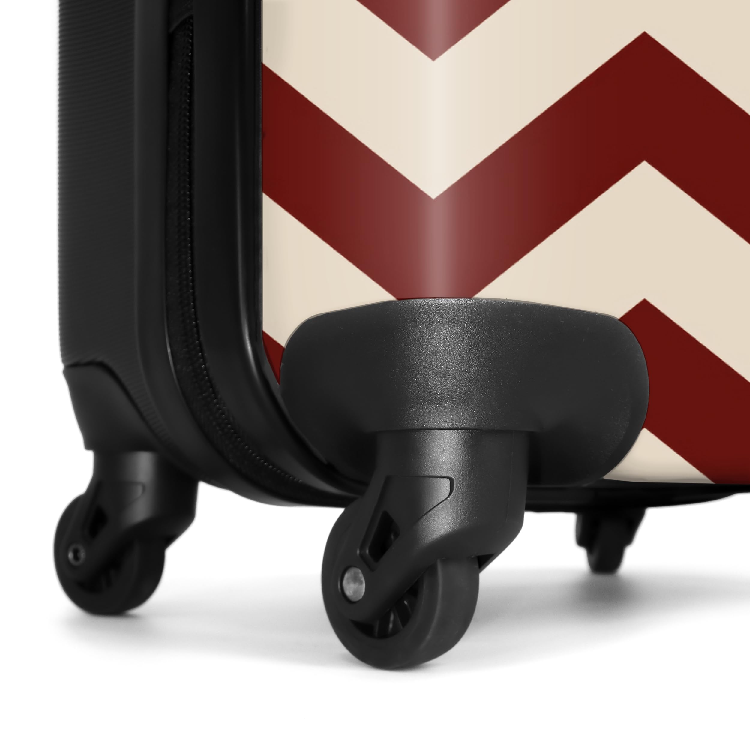 NoBoringSuitcases.com® Koffer Mittelgroß 67x43x25 cm Hartschalenkoffer Trolley Rollkoffer 4 Rollen Leicht Hartschale Größe M Muster - Zickzack - Rot - Beige