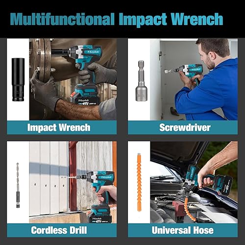 Miniatura 3 de Llave de impacto inalámbrica de 12 pulgada, 406 pies-libras (550 N.m), pistola de impacto eléctrica sin escobillas de 21 V, con velocidad de 4