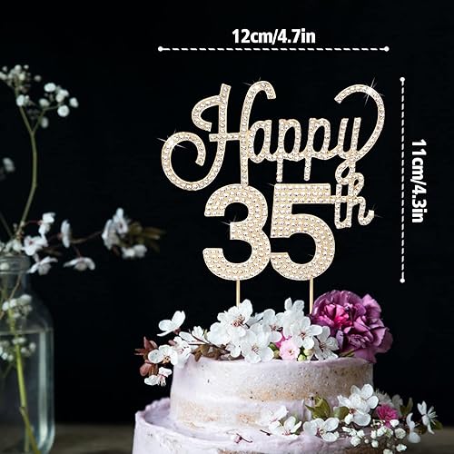 Miniatura 446 de LINGTEER Decoración de pastel de diamantes de imitación dorados para cumpleaños número 15 – Cheers to 15th Birthday Quince años de edad, decoración