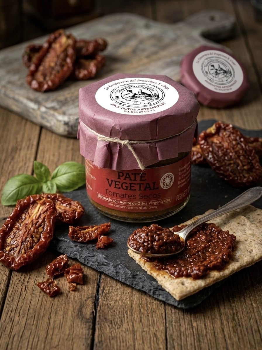 Paté de Tomate Seco (Pack 4 x 115g) - Nuestro mejor Paté de Tomates Secos Artesana par Untar- Aperitivo Gourmet Vegano - Ideal para Tostadas, Pasta y Tapas