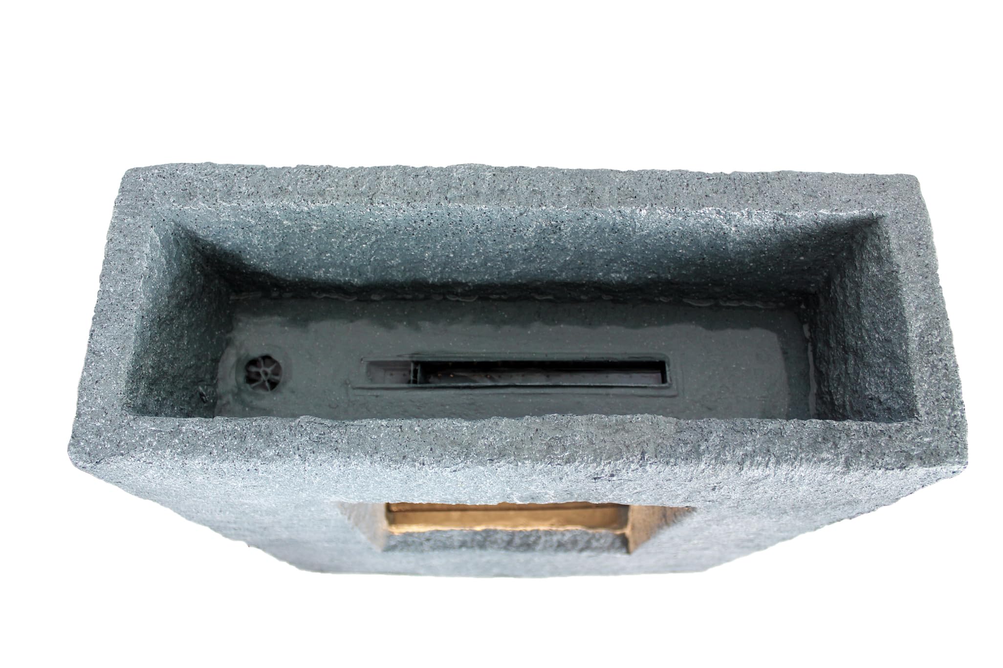 Fuente de jardín con iluminación LED 65x53 cm, fuente de habitación, fuente de piedra, cascada de agua, rectangular, blanco cálido, fuente de jardín, decoración de jardín