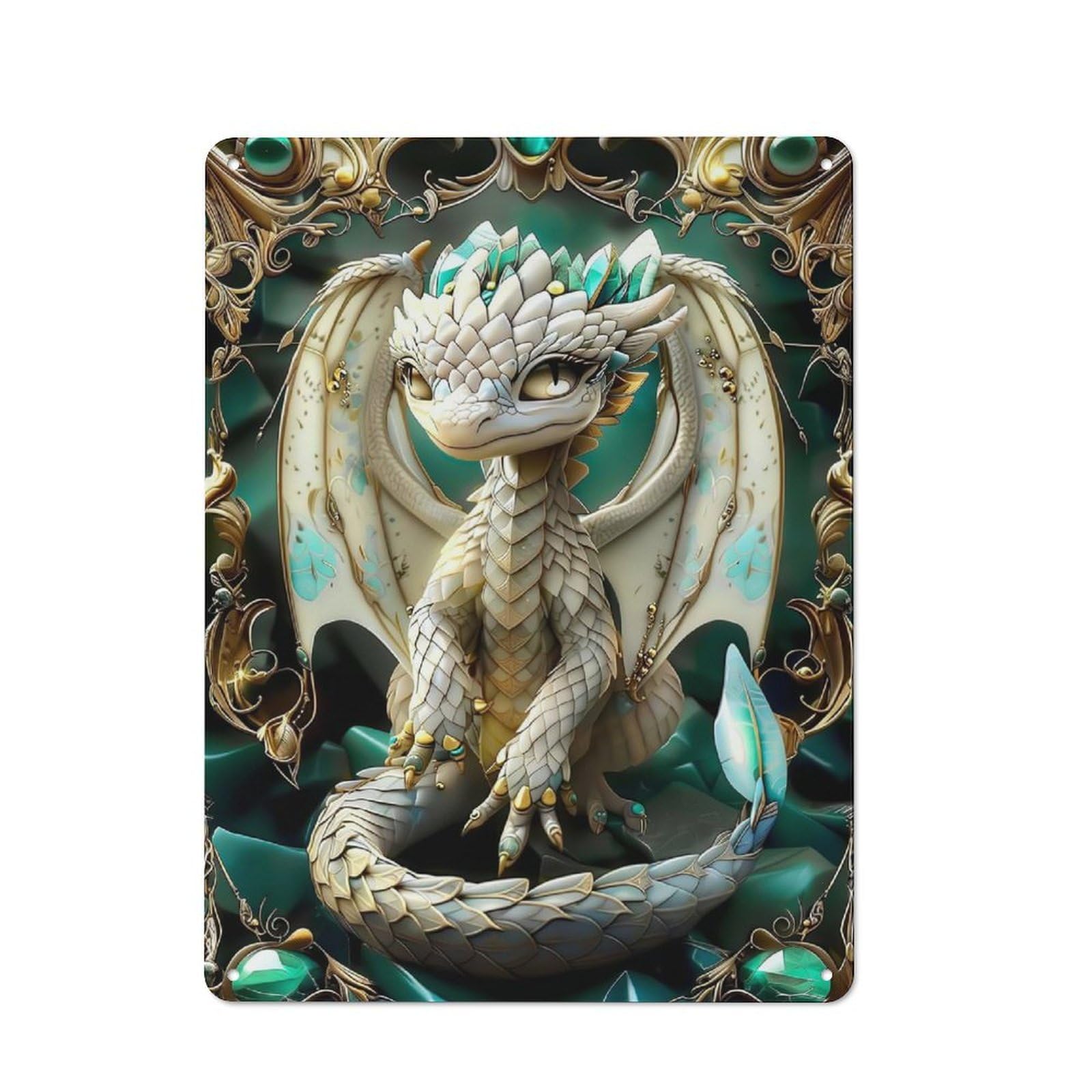Junmoney Abstract Kintsugi Dragon Vintage Metal Wall Decor 40X30cm, Vintage Metal Sign For Cafe, Bistro, Bakery Or Restaurant