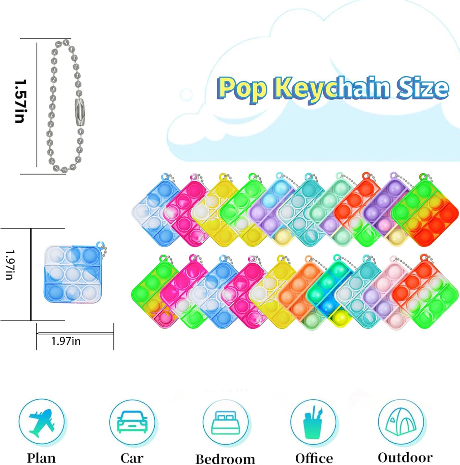 72 Pcs Kids Party Favors Pop Fidget Keychain lt Mini Fidget Toys Bulk for Kids Goodie Bag Stuffers Classroom Prizes It Bubbles Poppers Students Bulk Toys