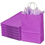 BLEWINDZ 32Pcs Small Paper Gift Bags with Tissues, Purple Party Favor Bags with Handles, 8.7 Goodie Bag for Birthday, Shopping, Party Supplies