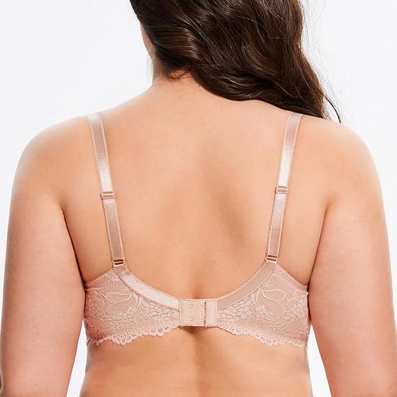 MELENECA Women's Plus Size Floral Lace Minimizer Underwire Bra
