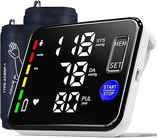 Miniatura 7 de Monitor de presión arterial para el brazo superior del brazo para uso doméstico con puño Bp de 9"-17" y 15"-21.7", máquina Bp recargable de pantalla