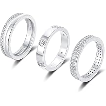 Gold Silver Rings for Women Non Tarnish Stackable Trendy Dainty 18K Gold Plated Stacking Cubic Zirconia Thumb Ring Set Love Friendship Dual Band Promise Wedding Engagement Rings Size 6 7 8 9 10 11