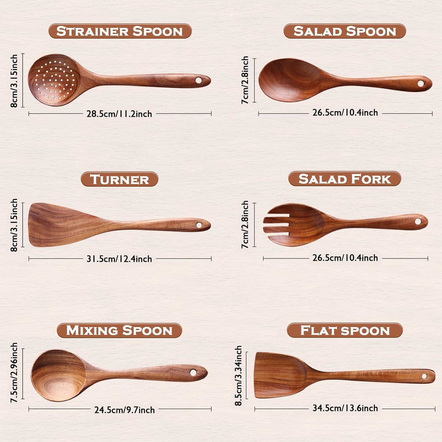 6 pcs Wooden Cooking Utensil Set, Non Stick Pan Kitchen Tool Wooden Cooking Spoons And Spatulas Kitchen Item