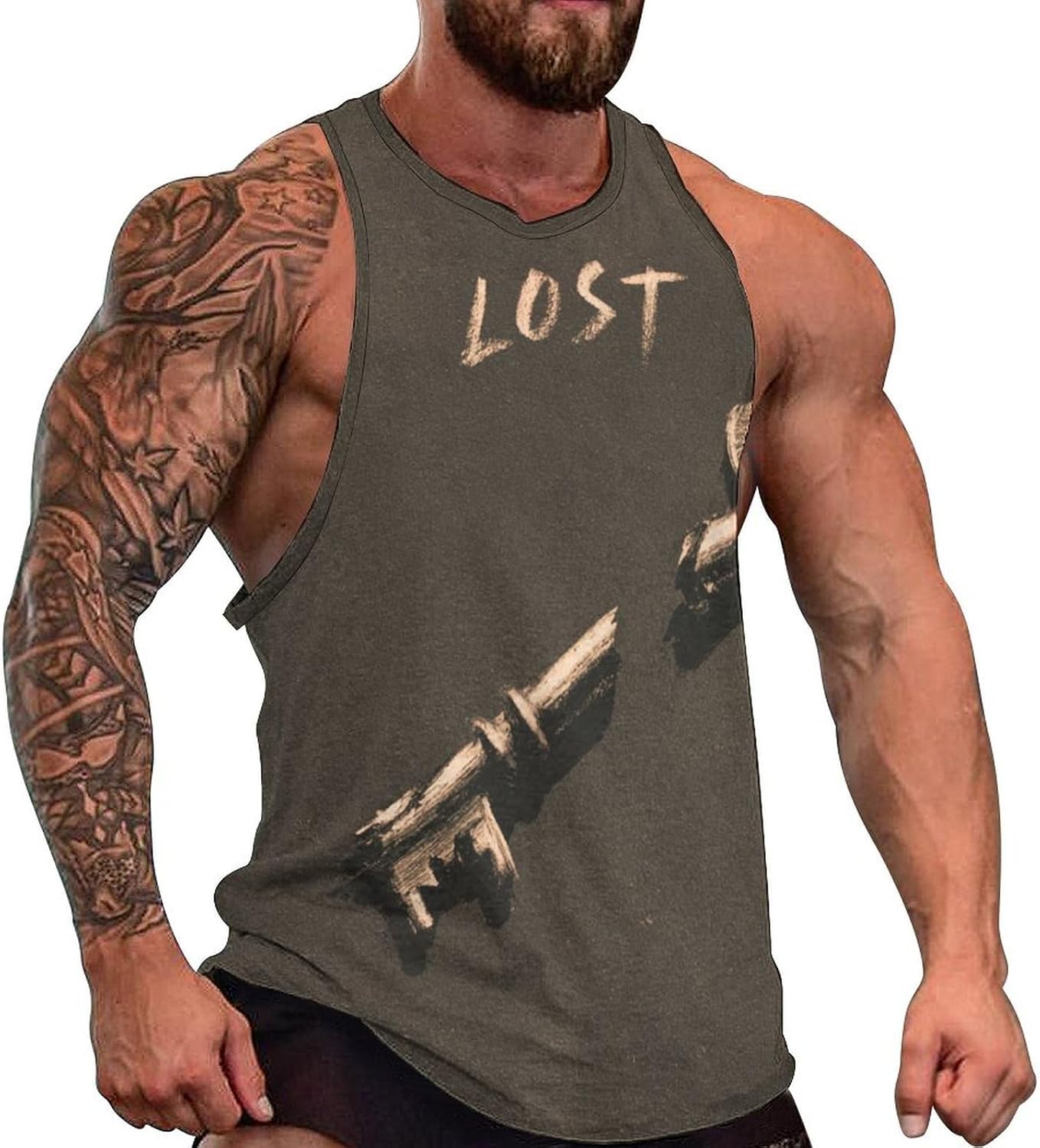 Broken Key Men's All Over Print Muscle Tank Top Sleeveless V Neck Workout Gym Casual Sports Tee S‑5XL