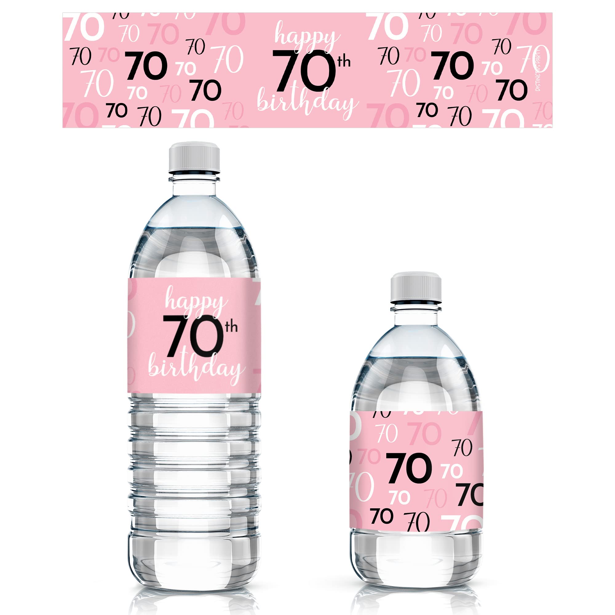 Étiquettes de bouteille pour anniversaire chic 70 ans deco rose et noir