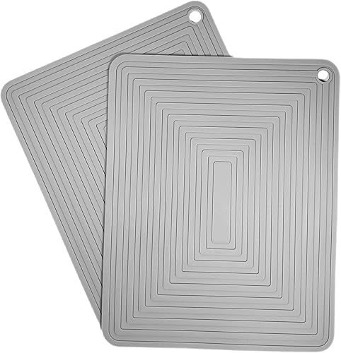 Juego de salvamanteles de silicona, salvamanteles de 9 x 12 pulgadas para ollas y sartenes calientes, almohadillas calientes de silicona gris para